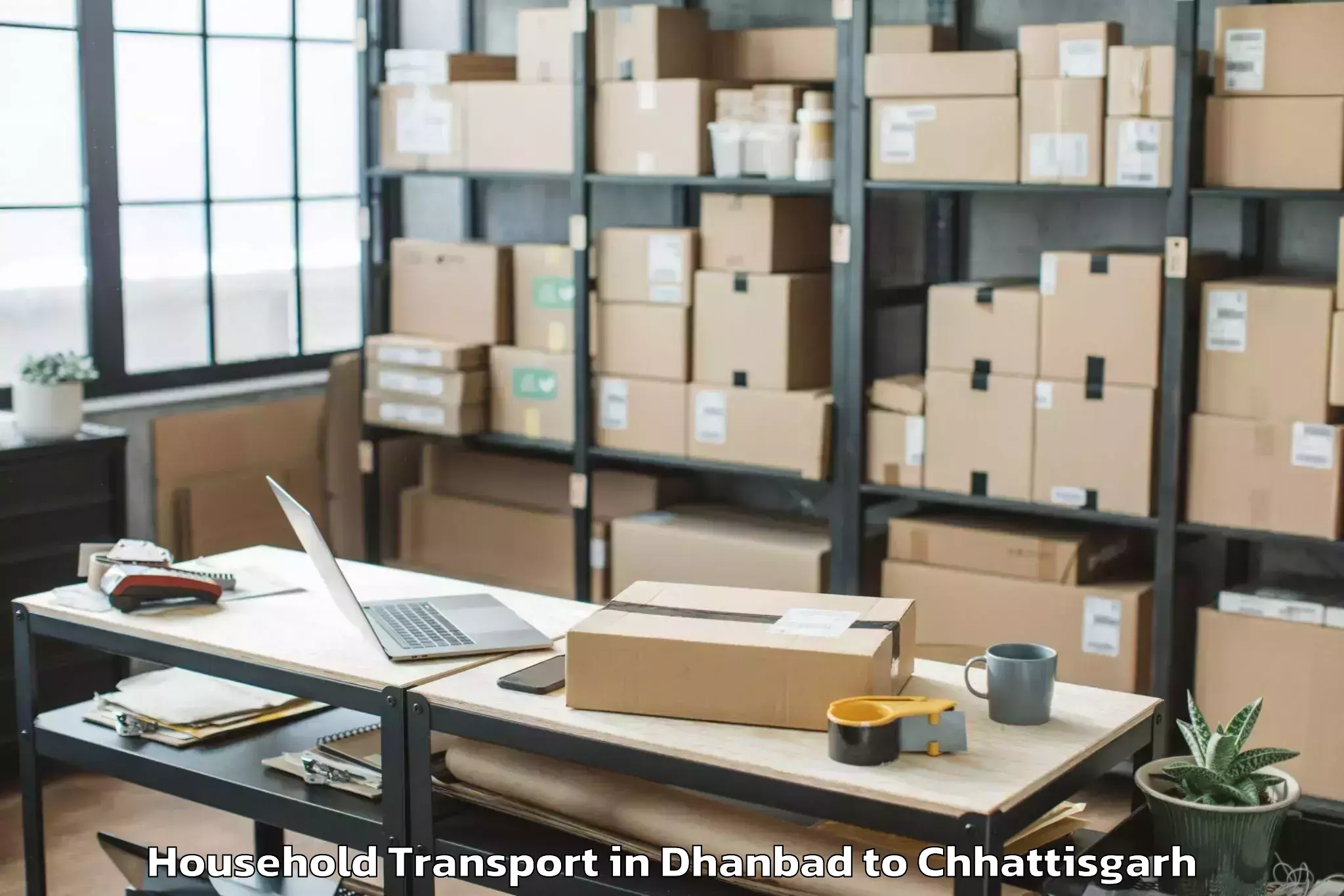 Reliable Dhanbad to Bilaspur Airport Pab Household Transport